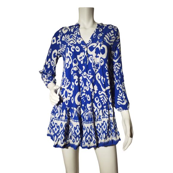 Zara Dresses & Skirts - Zara Mini Dress – Blue White Ikat – Size XS